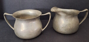 Vintage Cornwall Pewter Middletown Conn USA Sugar and Creamer #13